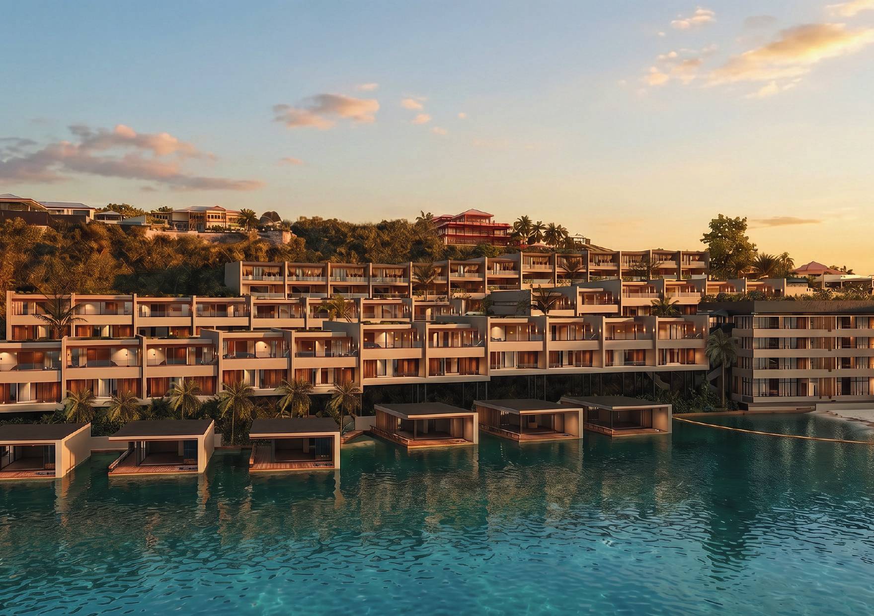 LAMAN resort at Jan Thiel seen from the water